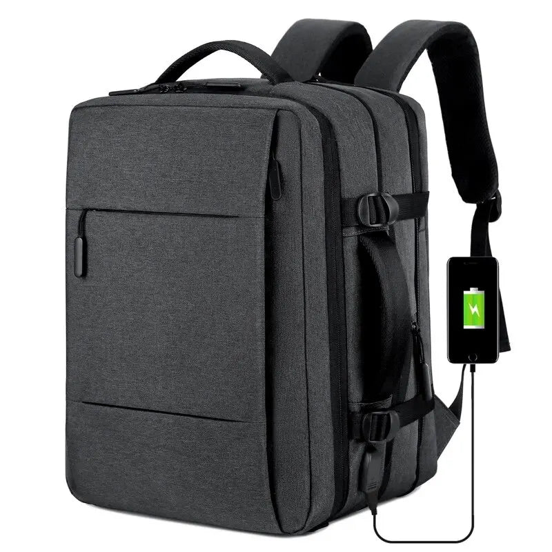 Mochila de Viagem e Trabalho – Impermeável, Expansível, com Porta USB e Compartimento para Notebook 15.6"moch