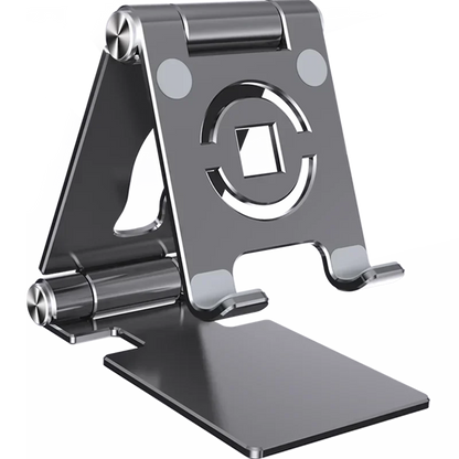 Suporte para Tablet com Rotação 360° – Ajustável, Dobrável e de Alumínio, Compatível com iPad Pro, Air, Mini e Smartphones