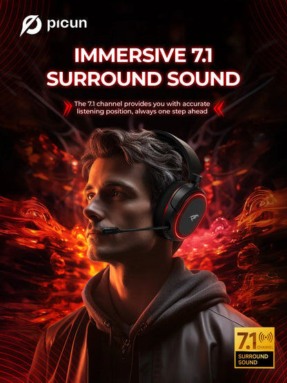 Fone de Ouvido Gamer Sem Fio  - 7.1 Surround, Bluetooth 5.3 e Alta Duração de Bateria
