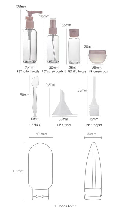Bolsa Kit de Frascos para Viagem 11 Peças