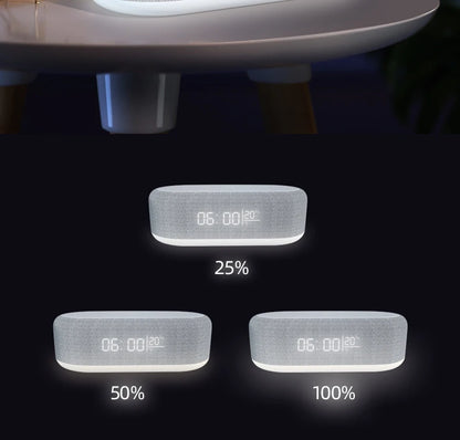 Despertador Carregador Sem Fio – Relógio LED, Luz Noturna, Termômetro e Base de Carregamento