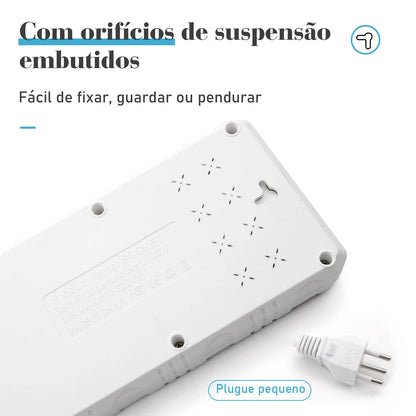 Régua Extensão de Tomadas e Porta USB
