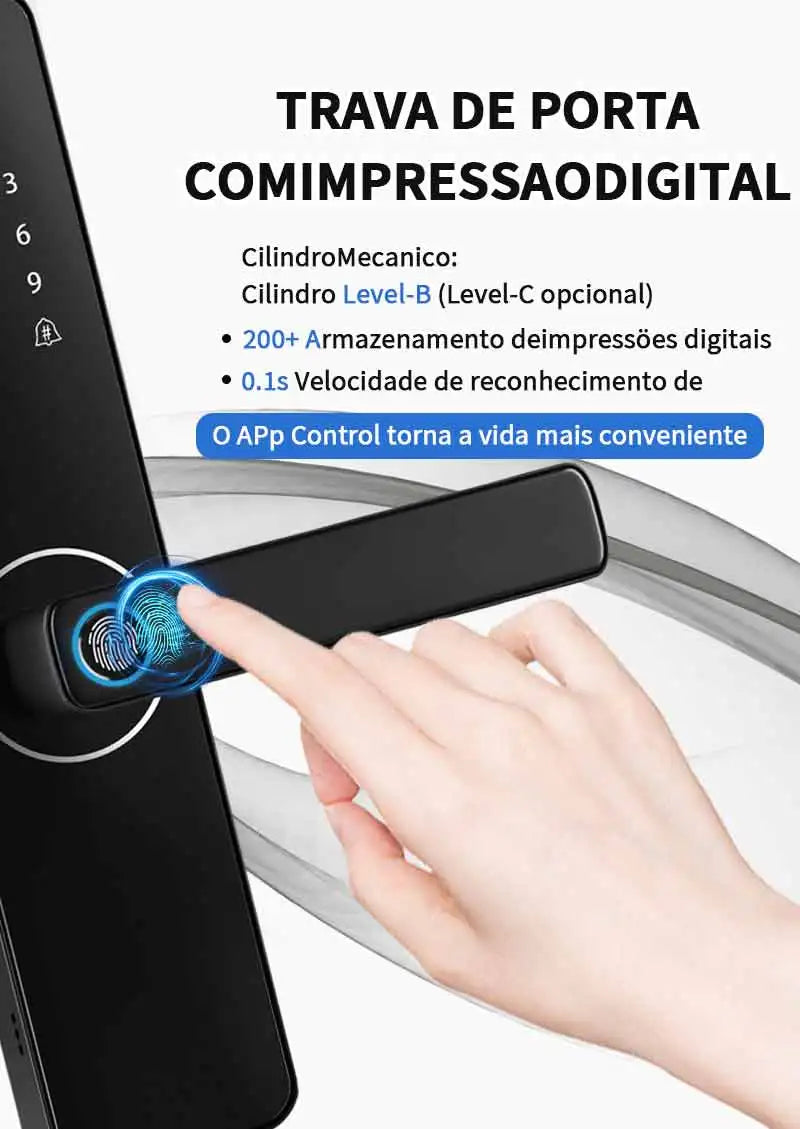 Fechadura Digital WIFI Eletrônica desbloqueio remoto impressão digital