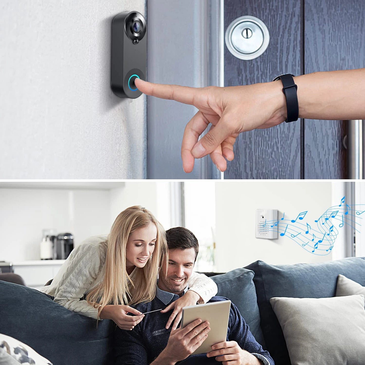 Campainha de Vídeo WiFi Inteligente 1080P Detecção de Movimento