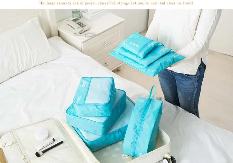 Conjunto de Organizadores de Viagem – 6 ou 7 Peças, Bolsas para Mala, Roupas e Sapatos, Compacto e Portátil