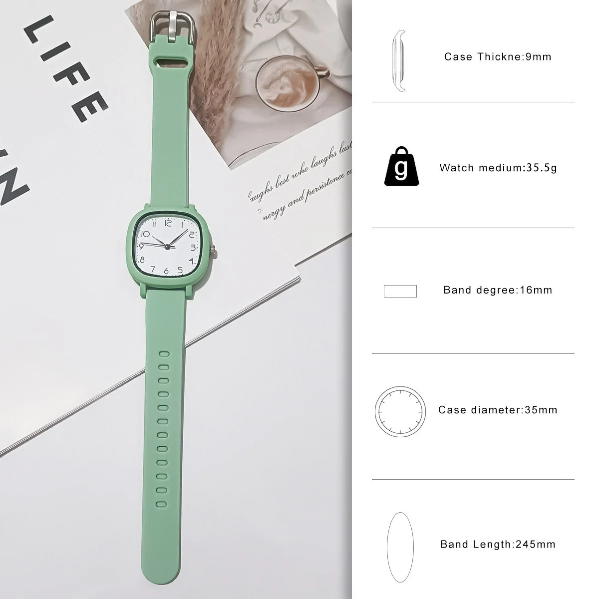 Relógio Quartz com Pulseira de Silicone