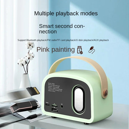 Caixa de Som Bluetooth Portátil - Som Estéreo Retro com Função FM