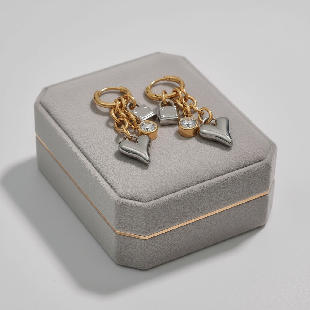 Brinco Coração com Zircônia