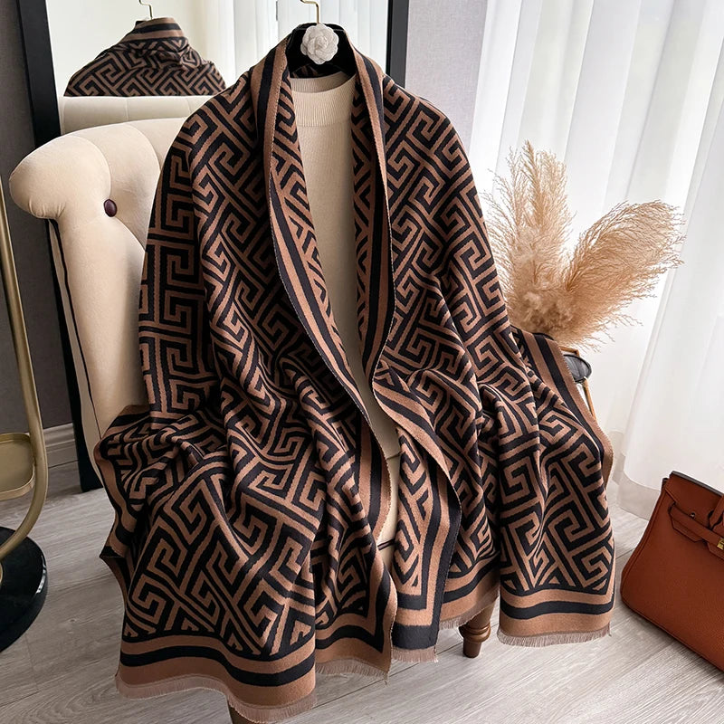 Cachecol Luxo Inverno –  Jacquard, Macio e Quente