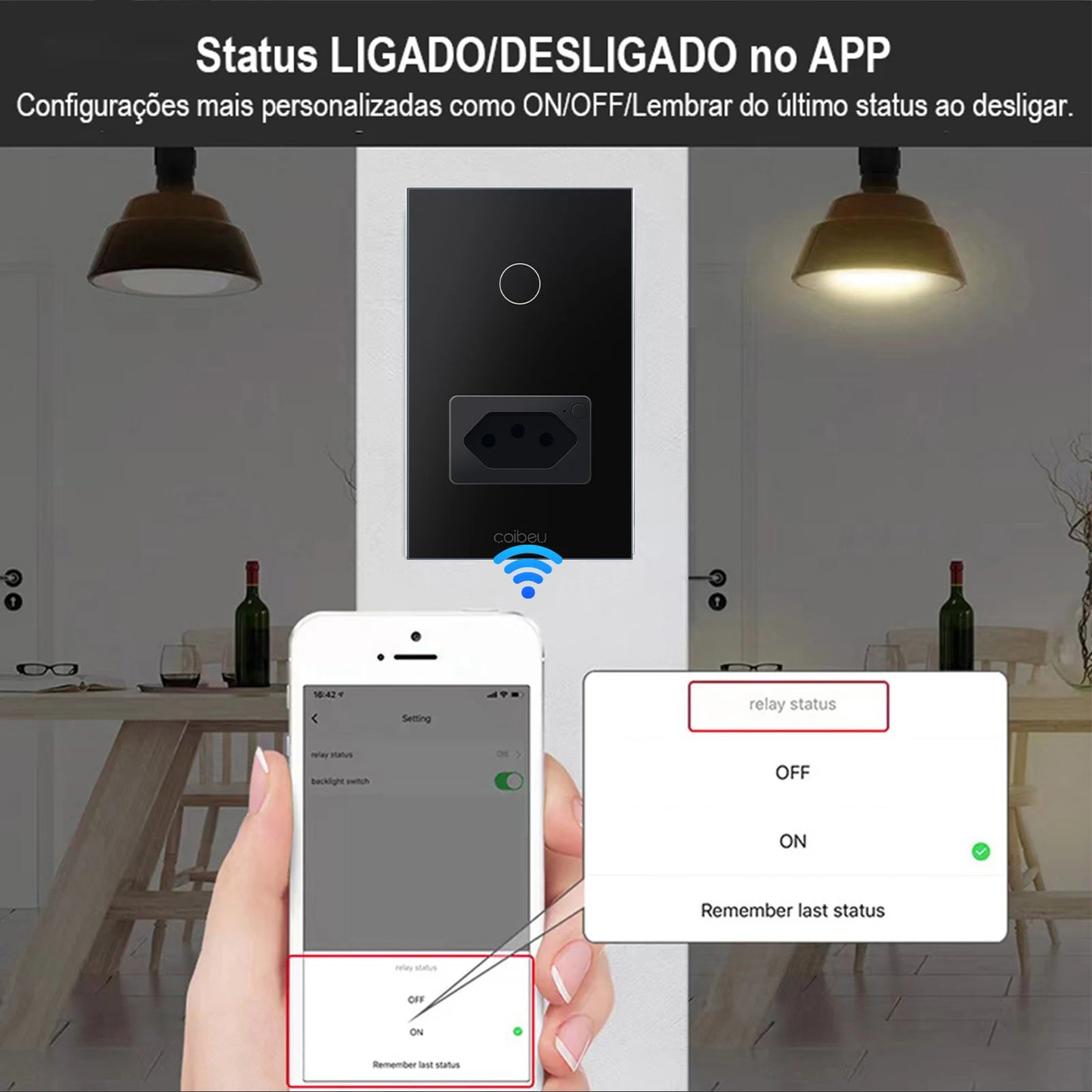 Interruptor Tomada inteligente touch wi fi com Neutro