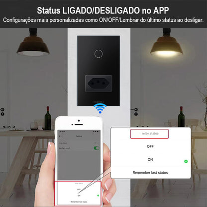 Interruptor Tomada inteligente touch wi fi com Neutro