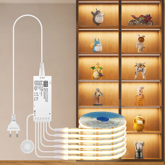 Fita LED  para  Armário com Sensor de Toque – Regulável, Ideal para Móveis de Madeira e Exposição
