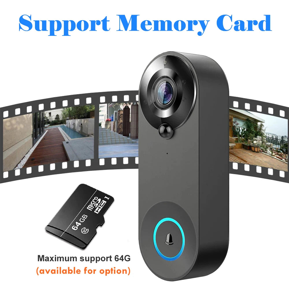 Campainha de Vídeo WiFi Inteligente 1080P Detecção de Movimento