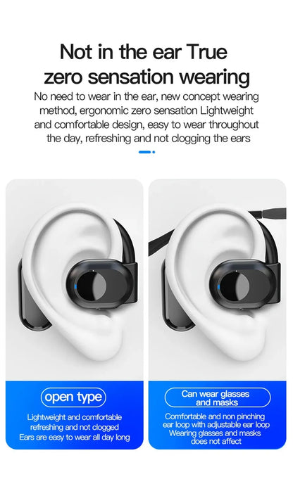 Bone Conduction Headphones Bluetooth Wireless Headphones with Mic Noise Cancelling and Handsfree