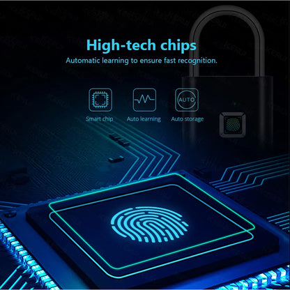 Cadeado Inteligente Biométrico – Desbloqueio por Impressão Digital, USB Recarregável, à Prova d’Água, Portátil e Antirroubo