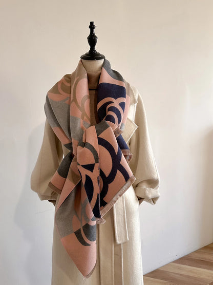 Cachecol Feminino Luxo Floral – Estilo Pashmina Toque de Cashmere 185x65cm