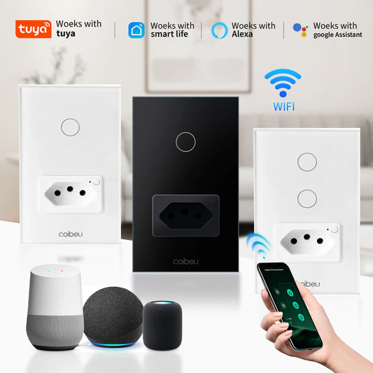 Interruptor Tomada inteligente touch wi fi com Neutro