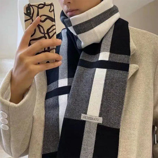 Cachecol Masculino de Inverno – Estilo Patchwork