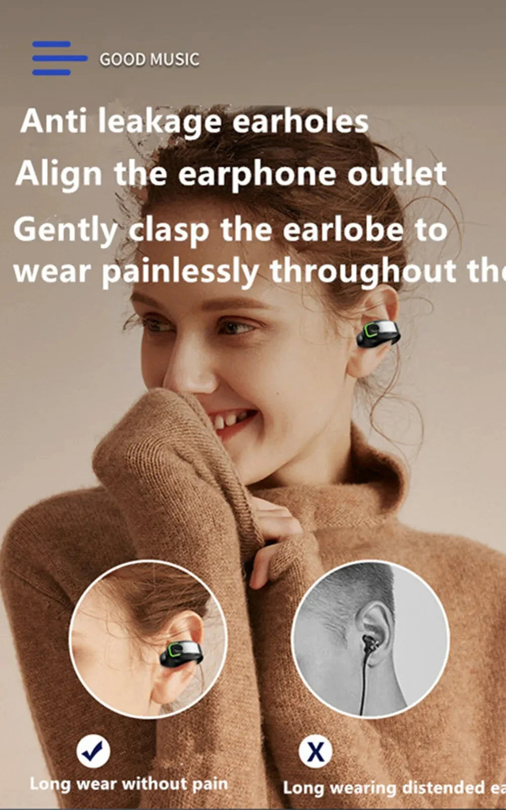 Fones de Ouvido  Condução Óssea Bluetooth com Microfone e Redução de Ruído