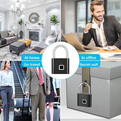Cadeado Inteligente Biométrico – Desbloqueio por Impressão Digital, USB Recarregável, à Prova d’Água, Portátil e Antirroubo