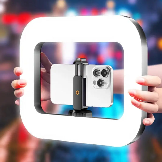 Iluminador Ring Light Retangular Portátil com Suporte
