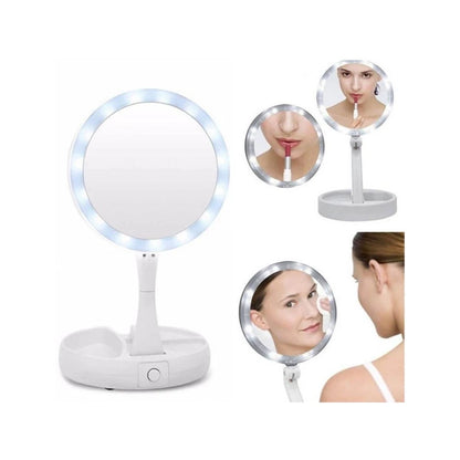 Espelho de Maquiagem Luz LED Dupla Face 10×