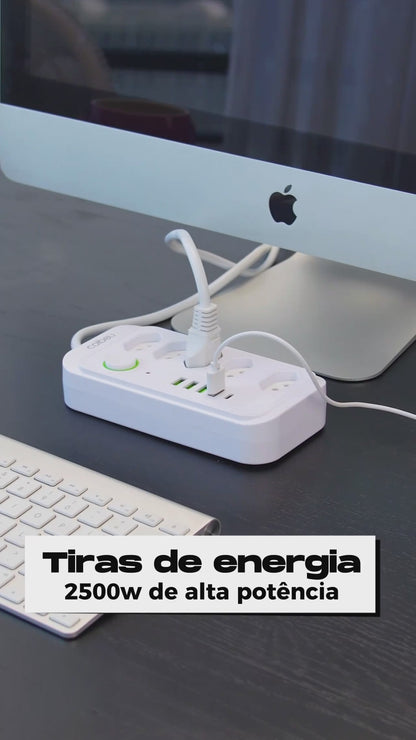 Régua Extensão de Tomadas e Porta USB